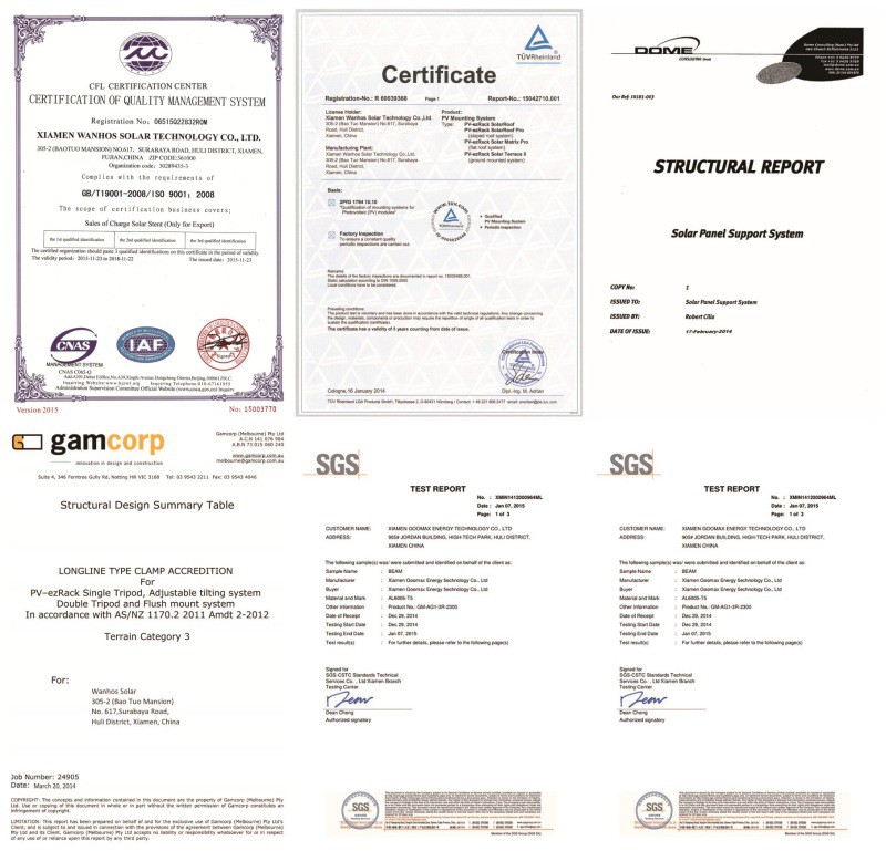Certificate of solar panel rail system Certificate of solar panel rail system